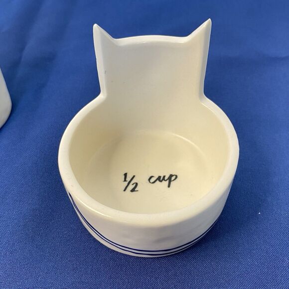 Anthropologie Set of 4 Cat Stoneware Nesting Measuring Cups by Kaye Blegvad - Picture 7 of 11